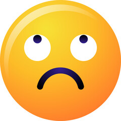 Fototapeta premium round 3d Emoticon. Yellow Emoji faces emoticon smile, digital smiley expression emotion feelings, chat cartoon emotes. Vector illustration icon on yellow background