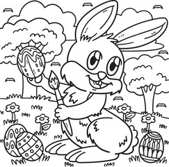 Bunny Painting Easter Egg Coloring Page for Kids