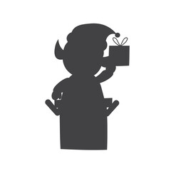 Christmas elf silhouette isolated. Christmas elf illustration. Festive vector decorative element. EPS