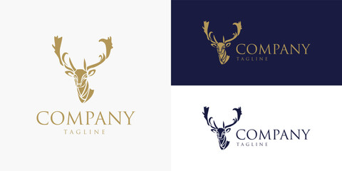 Elegant Deer Antler Gold Luxury Logo Design Concept Vector Template for Brand Business Company