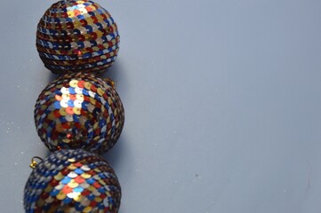 christmas balls on a blue background