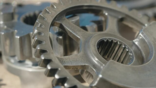 Macro Shot of Polished Motorcycle Gears