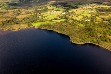 Aerial view of The Lake Eske in Donegal, Ireland.