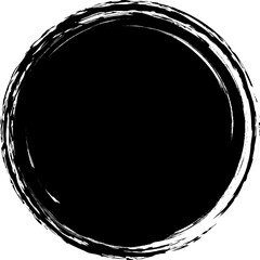 Black brush circle. Round stamp vector isolated on background. Painted black brush circle vector. For grunge badge, seal, ink and stamp design template. Round grunge hand drawn circle shape, vector