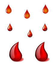 set of red blood drops 3d illustration