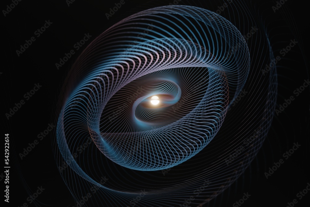 Aufkleber Beautiful  abstract  Geometric colorful  spiral. Starburst dynamic wave. 3d rendering illustration Background pattern for design.