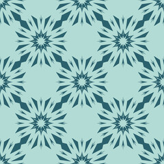 Abstract floral seamless pattern on blue background, patchwork textile design background for decoration