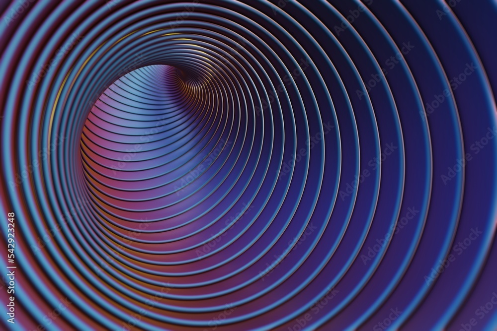 Poster Sci-fi tunnel. Abstract multicolour tunnel as background in the style of cyberpunk or high-tech future. 3d rendering illustration..