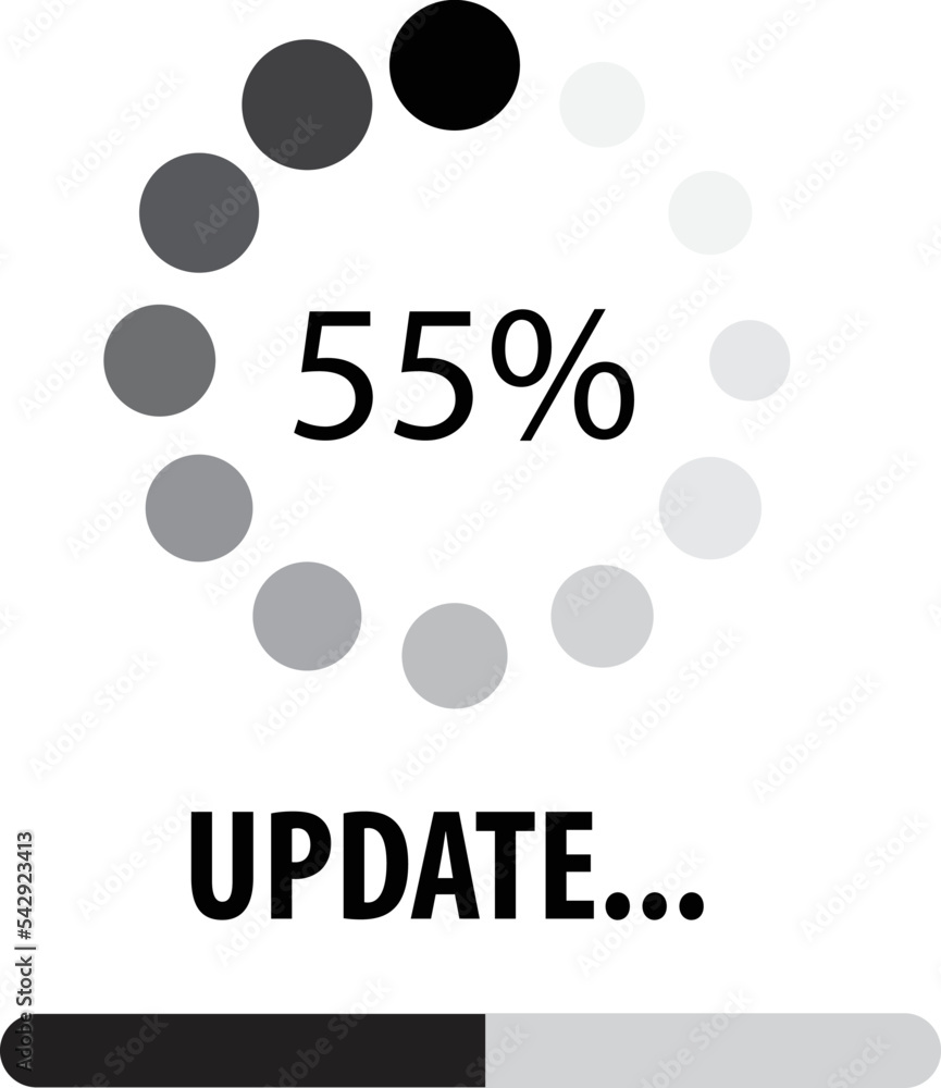 Poster system software update and upgrade concept. loading process screen. flat style.