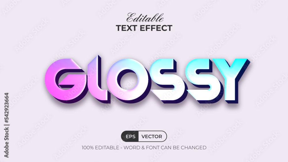 Poster glossy text effect 3d style. editable text effect.
