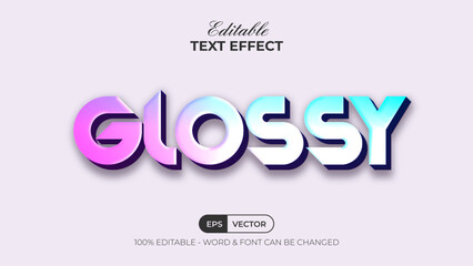 Glossy text effect 3d style. Editable text effect.