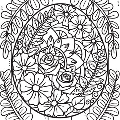 Floral Easter Egg Coloring Page for Kids