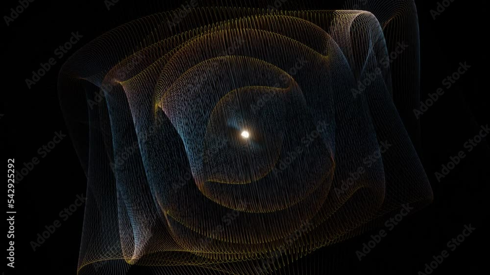 Poster Beautiful Geometric colorful abstract image in spiral. Starburst dynamic wave. 3d rendering illustration Background pattern for design.	