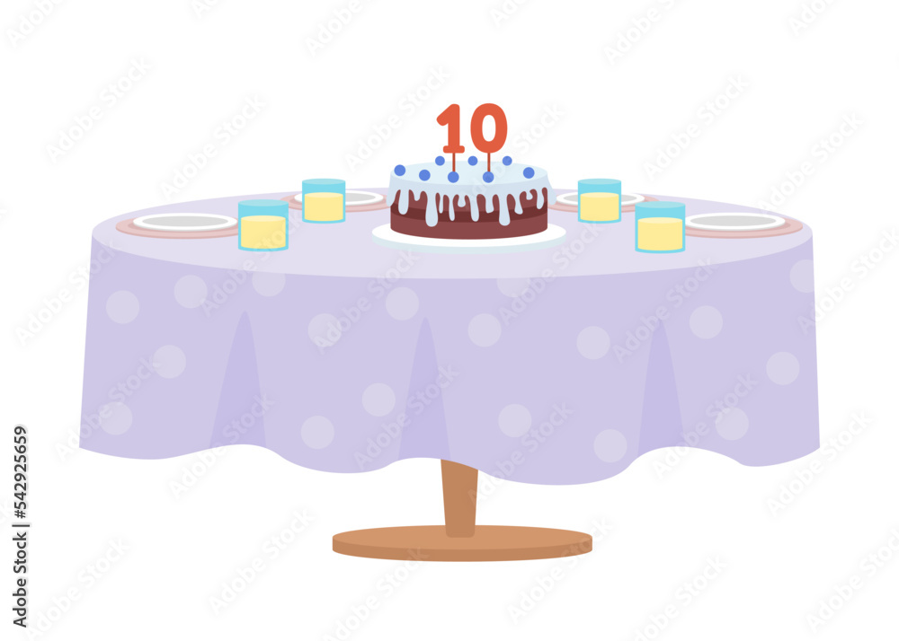 Poster child birthday festive board semi flat color vector object. editable element. full sized item on whi