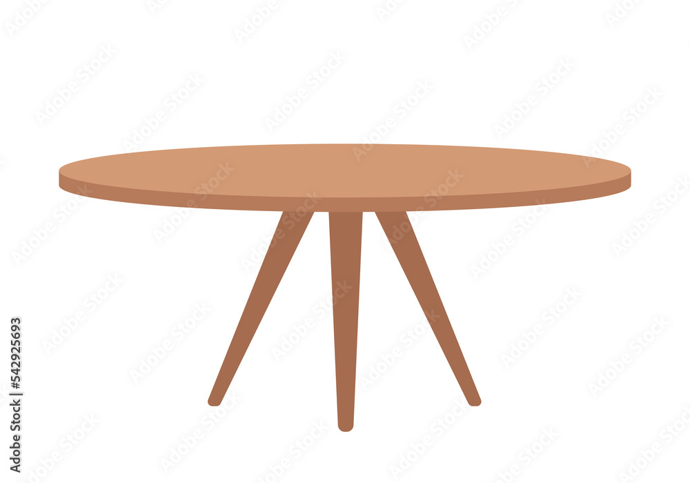 Poster empty table semi flat color vector object. editable element. full sized item on white. part of house