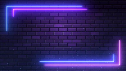 glowing neon lines Abstract background with a neon Frame with empty space for logo or text.Animation on black background loop