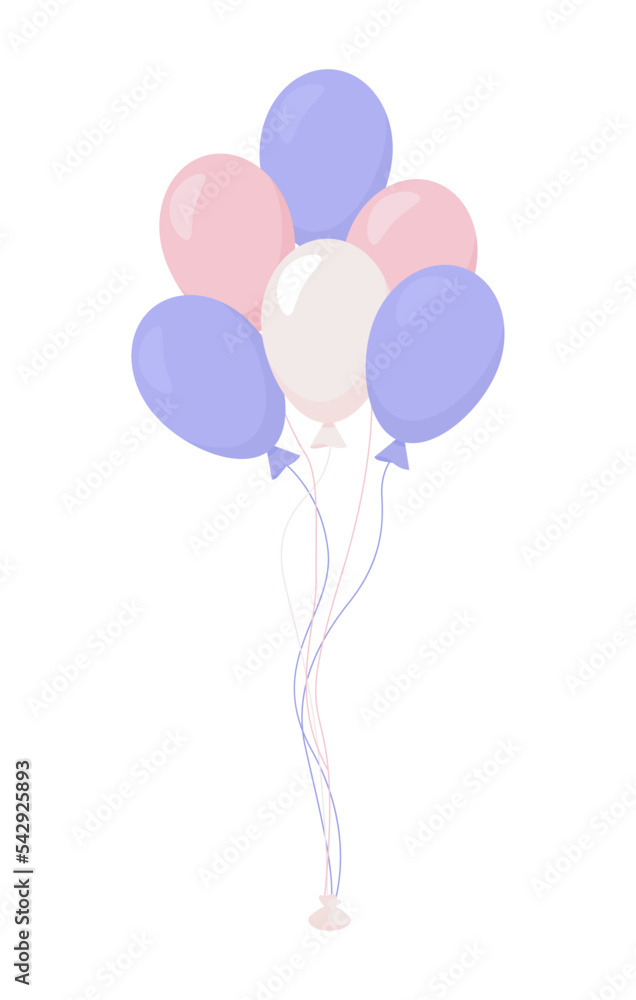 Aufkleber helium balloons semi flat color vector object. editable element. full sized item on white. birthday 