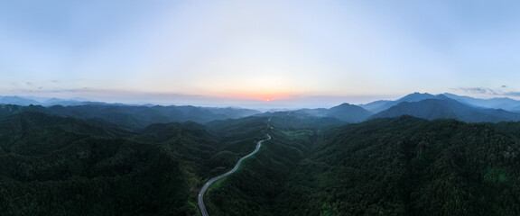 landscape view of long curve road No.1081 also known as over sky road, is a long road behind the...