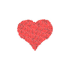 Red heart background. Heart pebble texture. Heart stones mosaic.
