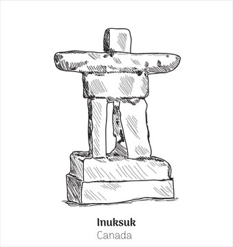 Inuksuk Canada Hand Drawing Vector Illustration