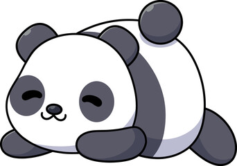 Cute kawaii panda cartoon character smiling and lying on the ground on a white background © Pixel Pope/Wirestock Creators