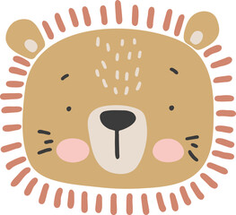 Baby animal lion, animal isolated, cute animal cartoon vector, adorable pet vector, minimalist cartoon design
