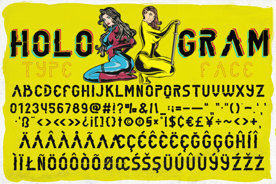 Hologram Font With Two Sexy Girls