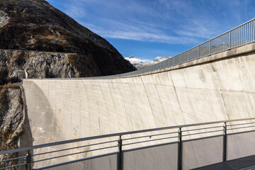 Koelnbrein Dam in the Hohe Tauern range, a part of the hydroelectric power plant in Municipality Malta, Carinthia, Austria.