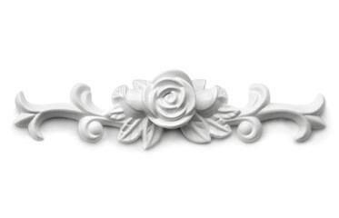 White color wooden carved. Classic element isolated against white background. 