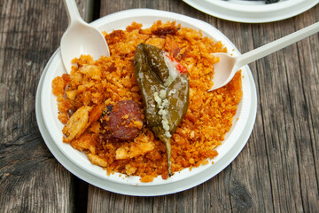 street food in Cadiz, Spain. Little fish, fresh fish, shellfish, oysters, sea urchins...