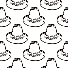 Thanksgiving seamless pattern with hand drawn pilgrim hat. Suitable for packaging, wrappers, fabric design. PNG illustration