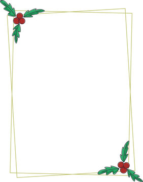 recommend clip art: Beautiful christmas square frame with red berries and holly leaves vector illustration. Rectangular composite botanical border for New Year or Christmas greetings or invitations. Handmade graphics