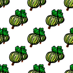 Seamless pattern with colored hand drawn gooseberry. Suitable for packaging, wrappers, surface and fabric design. PNG illustration