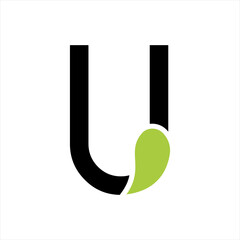 Letter U  vector logo design with leaves.