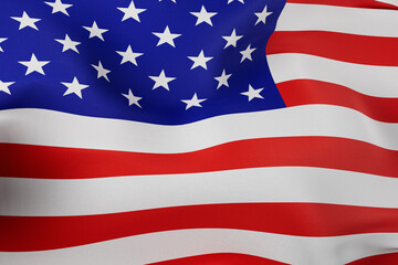 The waving flag of the United States of America 3d render.