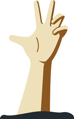 Obraz premium A hand sticking out of the ground. Resurrected vector icon.