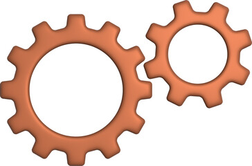 3d rendering setting gear icon. Illustration with shadow isolated on white.