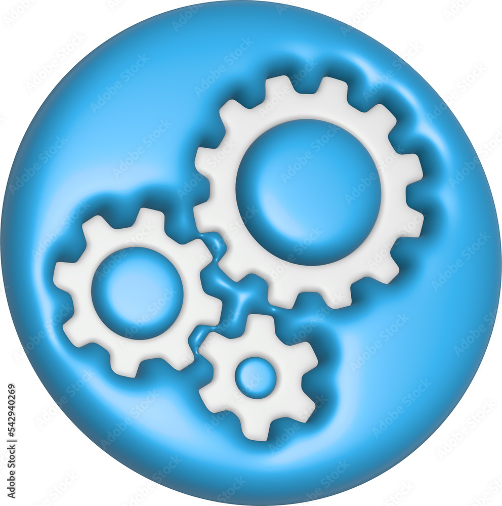 Poster 3d rendering setting gear icon. illustration with shadow isolated on white.
