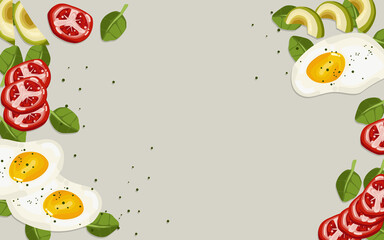Breakfast diet menu in flat design style for desktop wallpaper