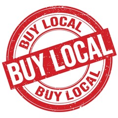 BUY LOCAL text written on red round stamp sign