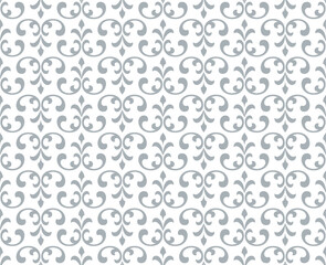 Flower geometric pattern. Seamless vector background. White and gray ornament.