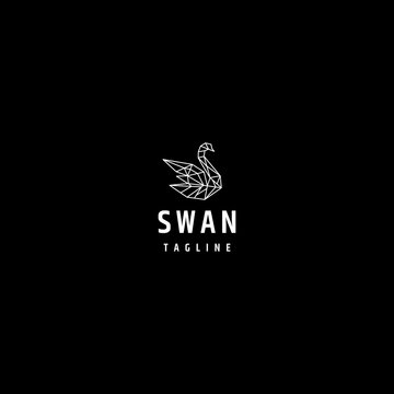 Swan line art logo design template