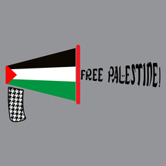 Vector illustration political and social concept for international day of solidarity with the Palestinian people. Symbolic message with megaphone louder in shape of Palestine flag.