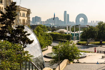 Panoramic view of Baku - the capital of Republic of Azerbaijan near Caspian Sea and of the Caucasus...