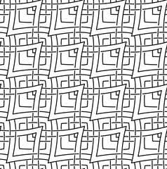 Seamless vector pattern in doodle style with black intersecting lines. Seamless vector geometric pattern connected rhombuses and squares.