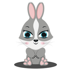 Cute cartoon gray hare. Symbol of the New Year 2023.