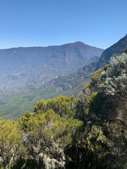 Paysage de montagne sur le chemin du grand Bénare, ile de la Réunion