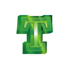 Obraz premium green crystal alphabet letters t