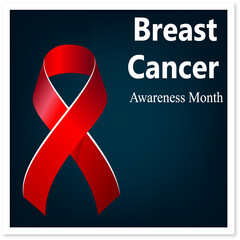 Realistic pink ribbon, breast cancer awareness symbol, vector illustration. Vector Breast Cancer Awareness Calligraphy Poster Design. Stroke Pink Ribbon. October is Cancer Awareness Month