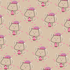 Obraz premium Seamless pattern with cute animal cartoons perfect for wrapping paper and decoration
